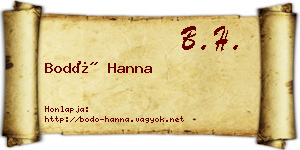 Bodó Hanna névjegykártya